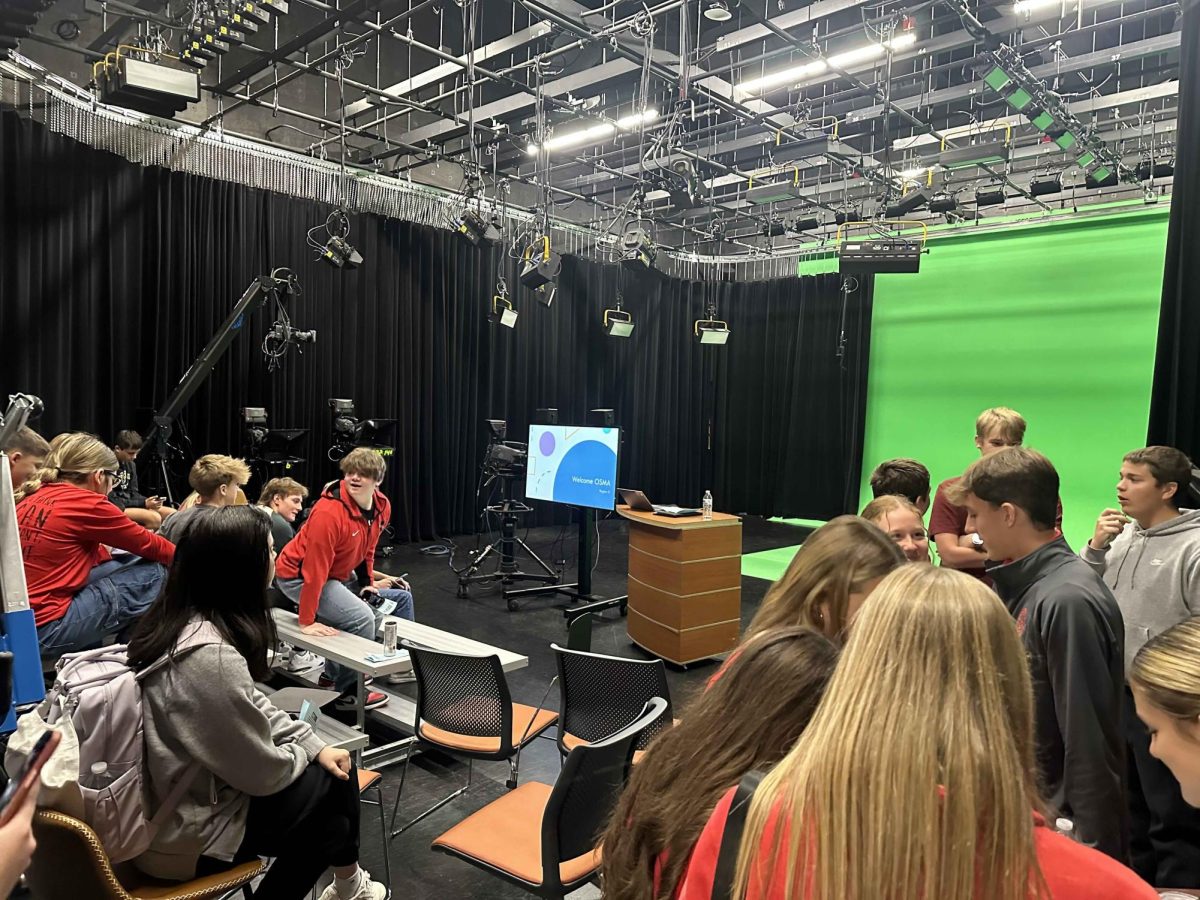 Students at the Region 4 workshop at BGSU were able to tour the broadcast studio and learn firsthand about the equipment.